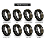 font options for inside engraving on gunmetal & black caution stripes rings