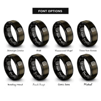 font options for inside engraving on gunmetal & black caution stripes rings