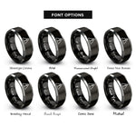 font options for inside engraving on black & gray caution triangle rings