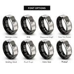 font options for inside engraving on black & grey caution triangle rings