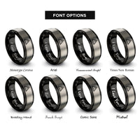 font options for inside engraving on black & gray caution triangle rings
