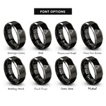 font options for inside engraving on black & silver caution triangle rings