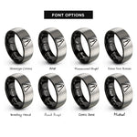 font options for inside engraving on black & gray caution triangle rings