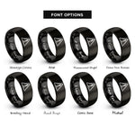 font options for inside engraving on black caution triangle rings