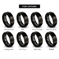 font options for inside engraving on black caution triangle rings
