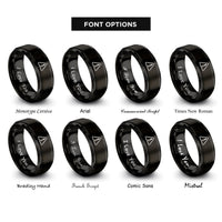font options for inside engraving on black caution triangle rings