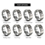 font options for inside engraving on grey caution triangle rings