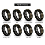 font options for inside engraving on gunmetal & black caution triangle rings