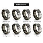 font options for inside engraving on gunmetal & grey caution triangle rings