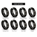 font options for inside engraving on black & gray cbd molecule rings