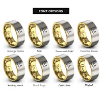 font options for inside engraving on gold & gray cbd molecule rings