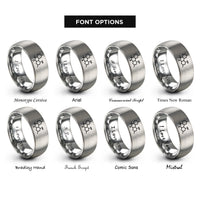 font options for inside engraving on grey cbd molecule rings
