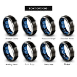 font options for inside engraving on black & blue & silver ccr loop rings