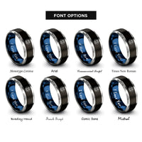font options for inside engraving on black & blue & silver ccr loop rings