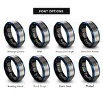 font options for inside engraving on black & blue & silver ccr loop rings
