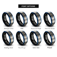font options for inside engraving on black & blue & silver ccr loop rings
