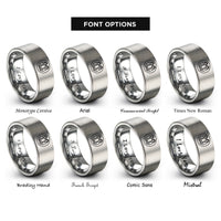 font options for inside engraving on grey ccr loop rings