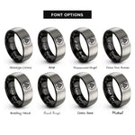 font options for inside engraving on black & gray cedar tree circle rings