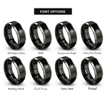 font options for inside engraving on black & silver cedar tree circle rings