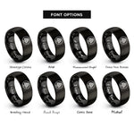 font options for inside engraving on black cedar tree circle rings