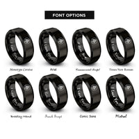 font options for inside engraving on black cedar tree circle rings