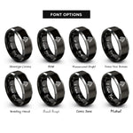 font options for inside engraving on black & silver cedar tree lebanon rings