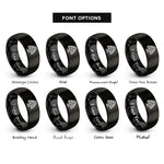 font options for inside engraving on black cedar tree lebanon rings