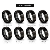 font options for inside engraving on black cedar tree lebanon rings