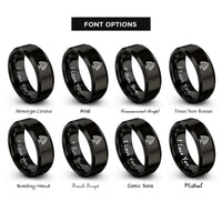 font options for inside engraving on black cedar tree lebanon rings