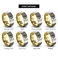 font options for inside engraving on gold & silver cedar tree lebanon rings