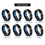 font options for inside engraving on black & blue & silver cell cross section rings