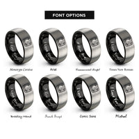 font options for inside engraving on black & grey cell cross section rings
