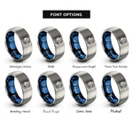 font options for inside engraving on blue & gray cell cross section rings