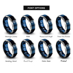 font options for inside engraving on blue & grey cell cross section rings