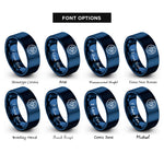 font options for inside engraving on blue cell icon rings
