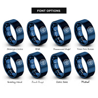 font options for inside engraving on blue cell icon rings