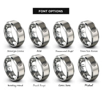 font options for inside engraving on gray cell icon rings