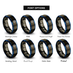 font options for inside engraving on gunmetal & blue cell icon rings