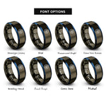 font options for inside engraving on gunmetal & blue cell icon rings