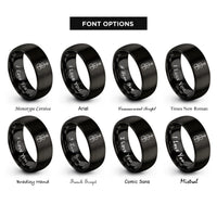 font options for inside engraving on black cello rings