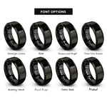 font options for inside engraving on black cello rings