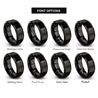 font options for inside engraving on black cello rings