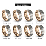 font options for inside engraving on rose gold & silver cello rings