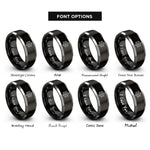font options for inside engraving on black & gray cellular network rings