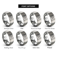 font options for inside engraving on grey cellular network rings