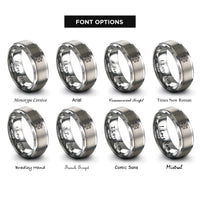 font options for inside engraving on silver cellular network rings