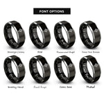 font options for inside engraving on black & silver celtic cross rings