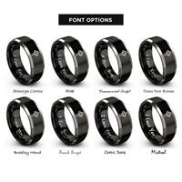 font options for inside engraving on black & silver celtic cross rings
