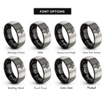 font options for inside engraving on black & silver celtic cross rings