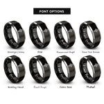 font options for inside engraving on black & grey celtic cross rings